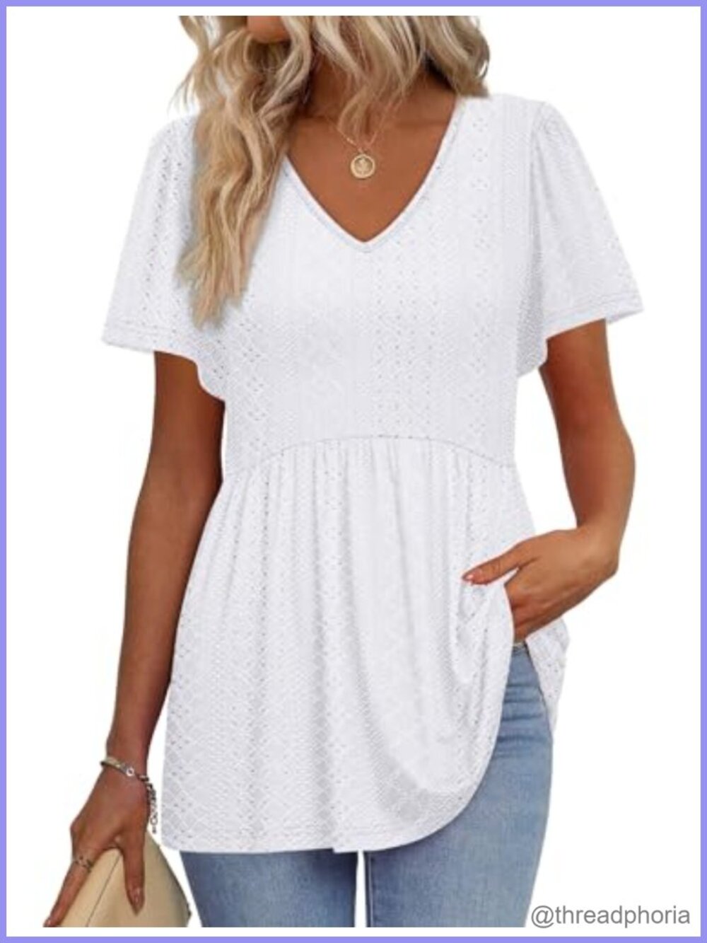 Womens Babydoll Peplum Tunic Top Puff Short Sleeve V Neck Blouse